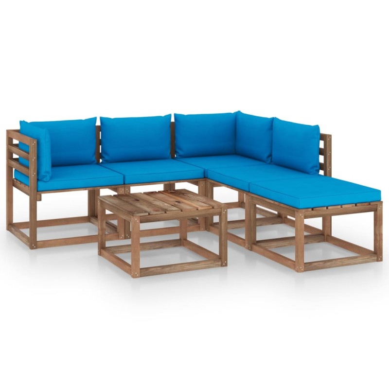vidaXL 6-tlg. Garten-Lounge-Set aus Paletten mit Kissen Kiefernholz vidaXL 6-tlg. Garten-Lounge-Set aus Paletten mit Kissen Kiefernholz
