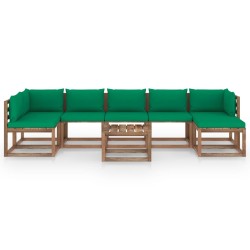 vidaXL 8-tlg. Garten-Lounge-Set mit Kissen in Grün