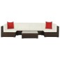 7-tlg. Garten-Lounge-Set mit Auflagen Poly Rattan Braun 7-tlg. Garten-Lounge-Set mit Auflagen Poly Rattan Braun