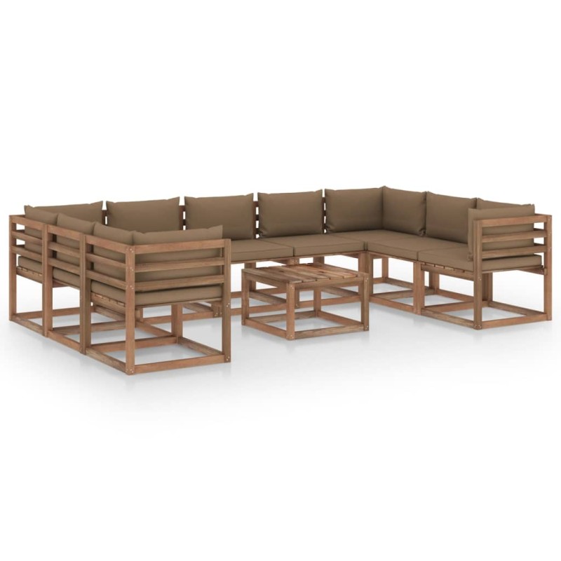 vidaXL 10-tlg. Garten-Lounge-Set mit Kissen in Taupe vidaXL 10-tlg. Garten-Lounge-Set mit Kissen in Taupe