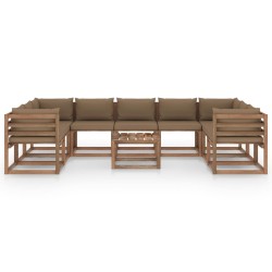 vidaXL 10-tlg. Garten-Lounge-Set mit Kissen in Taupe