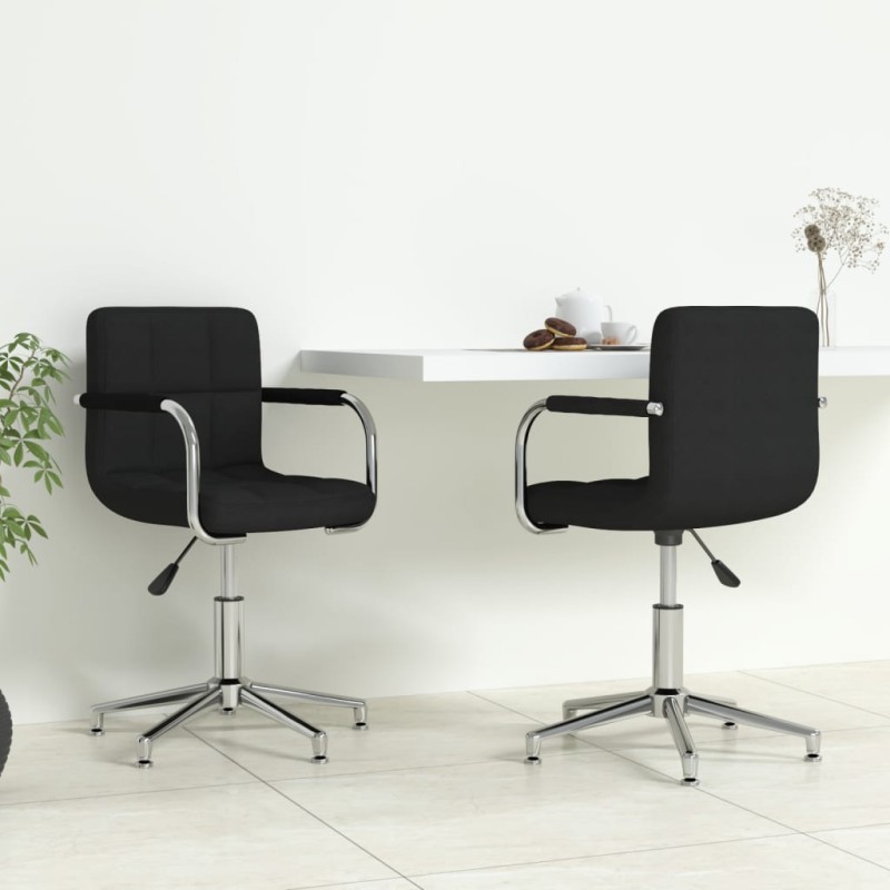 vidaXL Drehbare Esszimmerstühle 2 Stk. Schwarz Stoff vidaXL Drehbare Esszimmerstühle 2 Stk. Schwarz Stoff