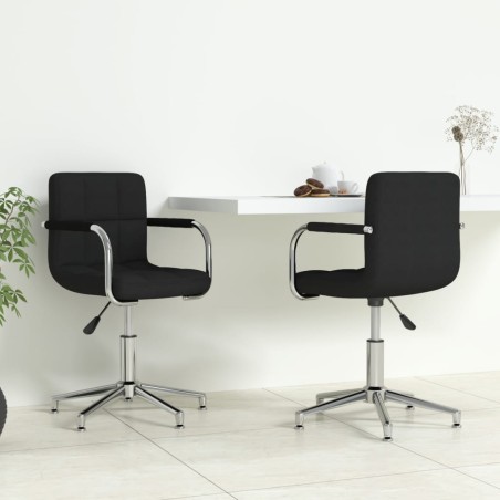 vidaXL Drehbare Esszimmerstühle 2 Stk. Schwarz Stoff