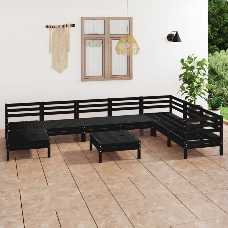 vidaXL 9-tlg. Garten-Lounge-Set Massivholz Kiefer Schwarz vidaXL 9-tlg. Garten-Lounge-Set Massivholz Kiefer Schwarz
