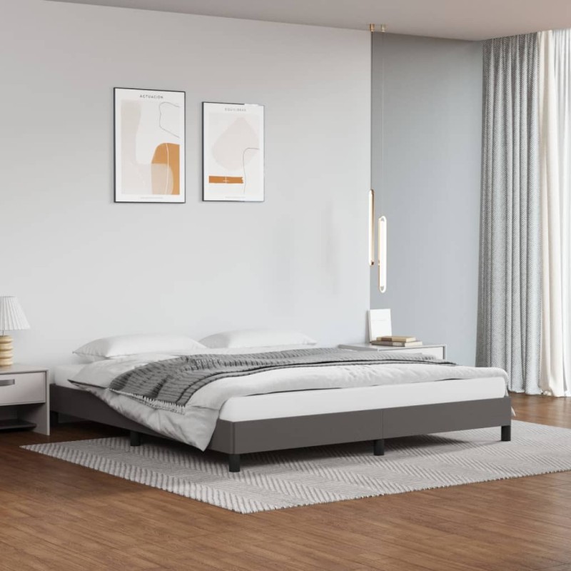 vidaXL Bettgestell Grau 160x200 cm Kunstleder vidaXL Bettgestell Grau 160x200 cm Kunstleder