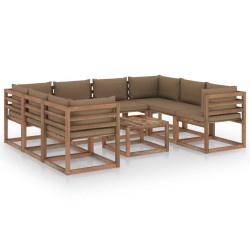 vidaXL 9-tlg. Garten-Lounge-Set mit Kissen in Taupe