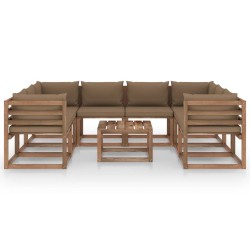 vidaXL 9-tlg. Garten-Lounge-Set mit Kissen in Taupe