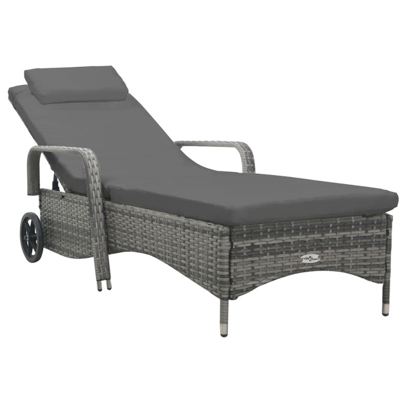 vidaXL Sonnenliege mit Rädern Poly Rattan Anthrazit vidaXL Sonnenliege mit Rädern Poly Rattan Anthrazit