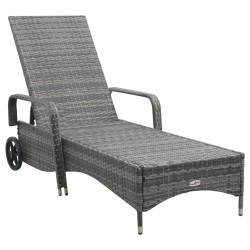 vidaXL Sonnenliege mit Rädern Poly Rattan Anthrazit