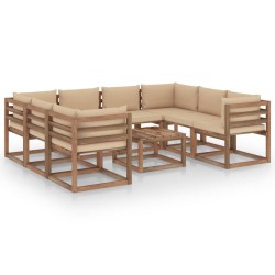 vidaXL 9-tlg. Garten-Lounge-Set mit Kissen in Beige