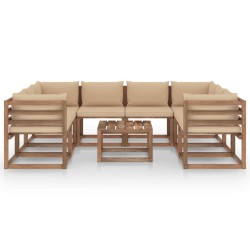 vidaXL 9-tlg. Garten-Lounge-Set mit Kissen in Beige
