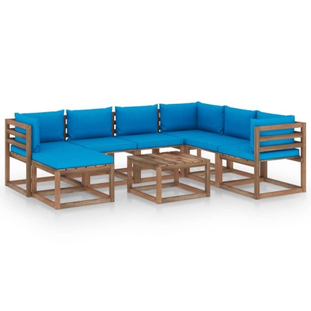 vidaXL 8-tlg. Garten-Lounge-Set mit Kissen in Hellblau