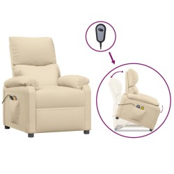 vidaXL Massagesessel mit Aufstehhilfe Creme Stoff