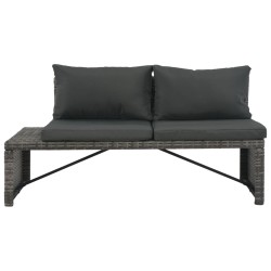 vidaXL 3-tlg. Garten-Lounge-Set mit Polstern Poly Rattan Grau