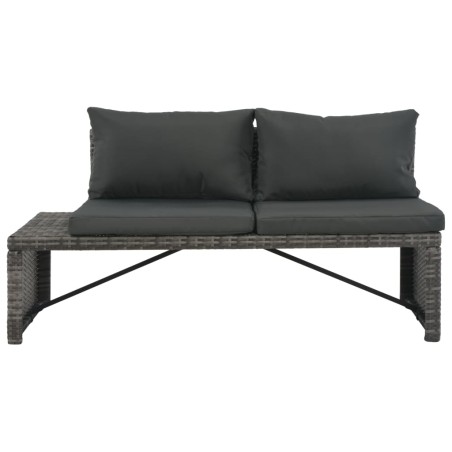 vidaXL 3-tlg. Garten-Lounge-Set mit Polstern Poly Rattan Grau