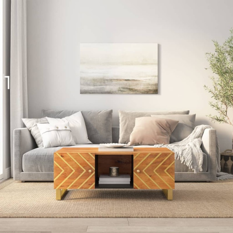 vidaXL Couchtisch Braun und Schwarz 100x54x40 cm Massivholz Mango vidaXL Couchtisch Braun und Schwarz 100x54x40 cm Massivholz Mango