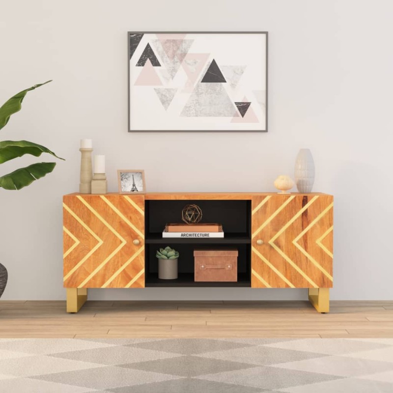 vidaXL TV-Schrank Braun und Schwarz 105x33,5x46 cm Massivholz Mango vidaXL TV-Schrank Braun und Schwarz 105x33,5x46 cm Massivholz Mango