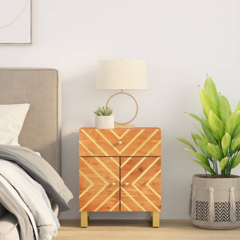 vidaXL Nachttisch Braun und Schwarz 50x33x60 cm Massivholz Mango vidaXL Nachttisch Braun und Schwarz 50x33x60 cm Massivholz Mango