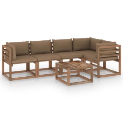vidaXL 6-tlg. Garten-Lounge-Set aus Paletten mit Kissen Kiefernholz
