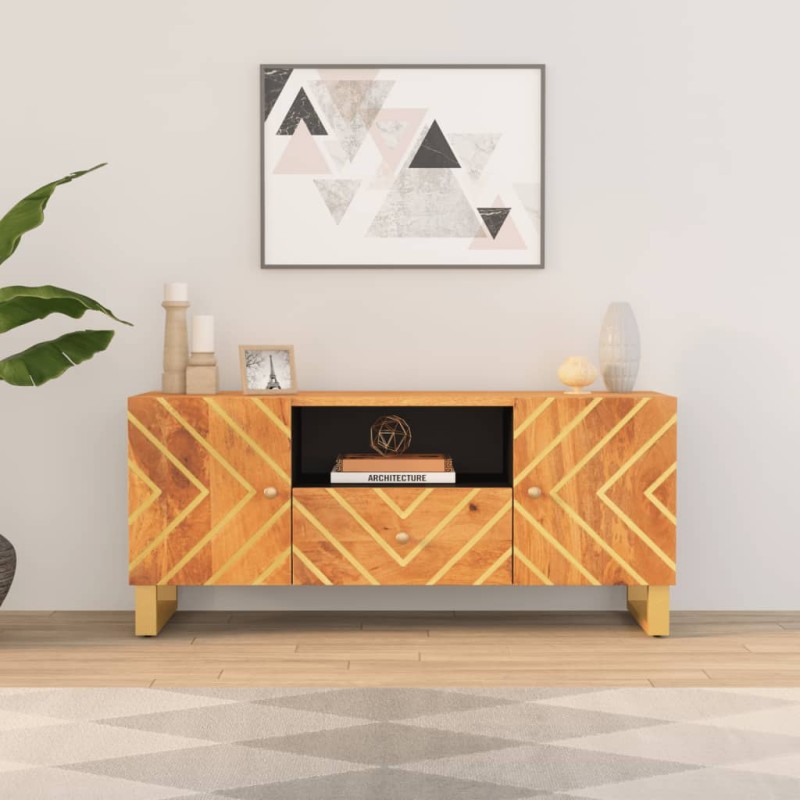 vidaXL TV-Schrank Braun und Schwarz 105x33,5x46 cm Massivholz Mango vidaXL TV-Schrank Braun und Schwarz 105x33,5x46 cm Massivholz Mango