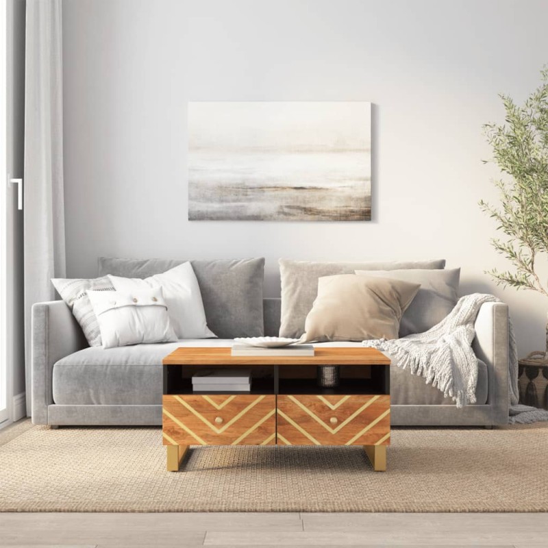 vidaXL Couchtisch Braun und Schwarz 80x54x40 cm Massivholz Mango vidaXL Couchtisch Braun und Schwarz 80x54x40 cm Massivholz Mango