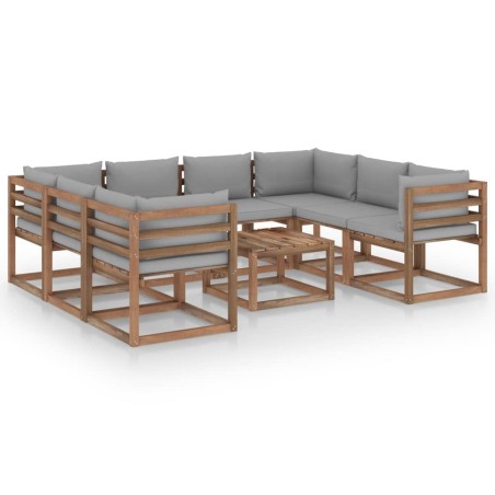 vidaXL 9-tlg. Garten-Lounge-Set mit Kissen in Grau