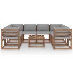 vidaXL 9-tlg. Garten-Lounge-Set mit Kissen in Grau