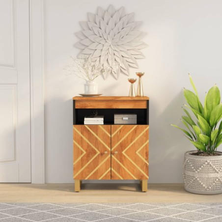 vidaXL Beistellschrank Braun und Schwarz 60x33,5x75cm Massivholz Mango
