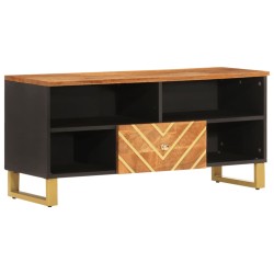 vidaXL TV-Schrank Braun und Schwarz 100x33,5x46 cm Massivholz Mango