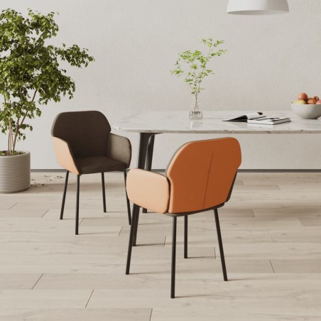 vidaXL Esszimmerstühle 2 Stk. Braun Stoff und Kunstleder