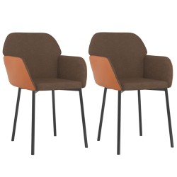 vidaXL Esszimmerstühle 2 Stk. Braun Stoff und Kunstleder