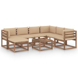 vidaXL 8-tlg. Garten-Lounge-Set mit Kissen in Beige