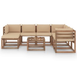 vidaXL 8-tlg. Garten-Lounge-Set mit Kissen in Beige