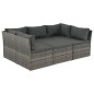 4-tlg. Garten-Lounge-Set mit Polstern Poly Rattan Grau 4-tlg. Garten-Lounge-Set mit Polstern Poly Rattan Grau