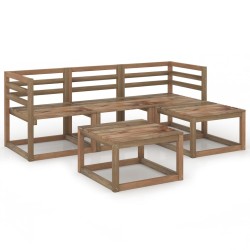 vidaXL 5-tlg. Garten-Lounge-Set Braun Imprägniertes Kiefernholz