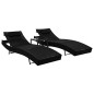 vidaXL Sonnenliegen 2 Stk. mit Tisch Poly Rattan und Textilene Schwarz vidaXL Sonnenliegen 2 Stk. mit Tisch Poly Rattan und Textilene Schwarz