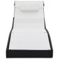 Sonnenliegen 2 Stk. mit Tisch Poly Rattan und Textilene Schwarz Sonnenliegen 2 Stk. mit Tisch Poly Rattan und Textilene Schwarz