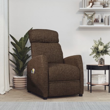 vidaXL Massagesessel Elektrisch Braun Stoff