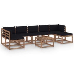 vidaXL 8-tlg. Garten-Lounge-Set mit Kissen in Schwarz