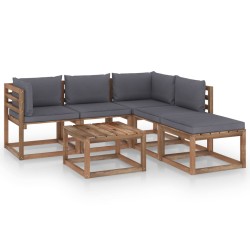 vidaXL 6-tlg. Garten-Lounge-Set aus Paletten mit Kissen Kiefernholz