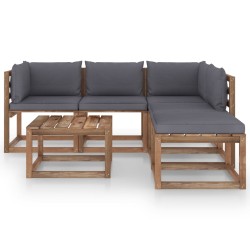 vidaXL 6-tlg. Garten-Lounge-Set aus Paletten mit Kissen Kiefernholz