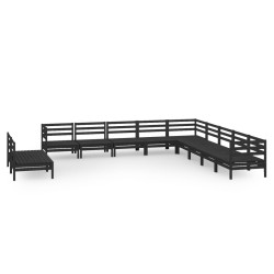 vidaXL 11-tlg. Garten-Lounge-Set Massivholz Kiefer Schwarz
