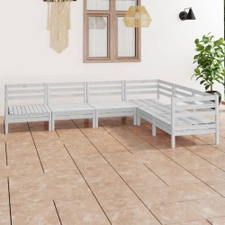 vidaXL 6-tlg. Garten-Lounge-Set Massivholz Kiefer Weiß