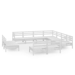 vidaXL 11-tlg. Garten-Lounge-Set Massivholz Kiefer Weiß