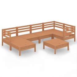 vidaXL 7-tlg. Garten-Lounge-Set Massivholz Kiefer Honigbraun