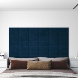 vidaXL Wandpaneele 12 Stk. Blau 30x15 cm Samt 0,54 m²