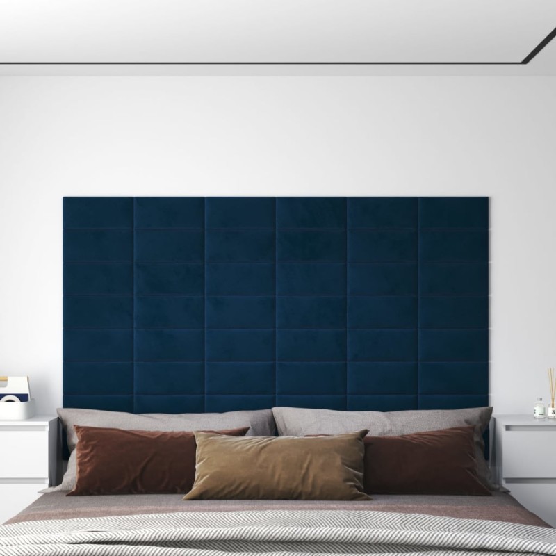 vidaXL Wandpaneele 12 Stk. Blau 30x15 cm Samt 0,54 m² vidaXL Wandpaneele 12 Stk. Blau 30x15 cm Samt 0,54 m²
