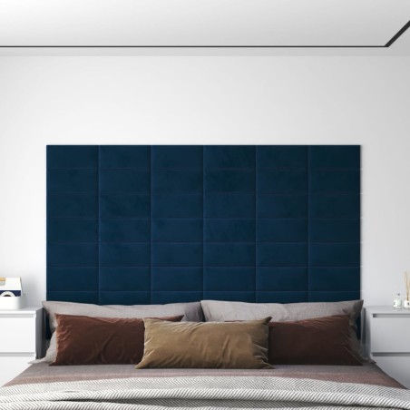 vidaXL Wandpaneele 12 Stk. Blau 30x15 cm Samt 0,54 m²