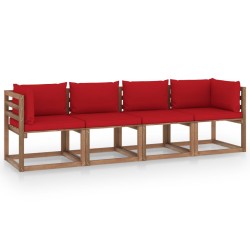 vidaXL Garten-Palettensofa 4-Sitzer mit Kissen Kiefernholz
