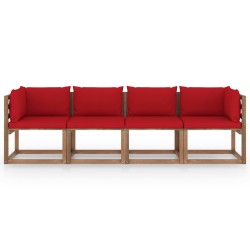 vidaXL Garten-Palettensofa 4-Sitzer mit Kissen Kiefernholz